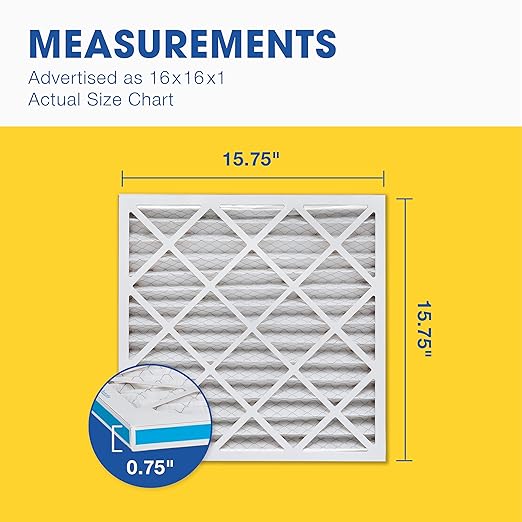 Aerostar 16x16x1 MERV 8 - 4 Count - Pleated HVAC, Furnace & Air Conditioner Filters - Removes Dust, Lint, Mold & Allergy-Causing Pollen