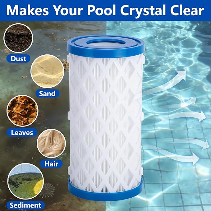 Universal Type A/C/III Pool Filter Cartridge, 14 Pack Reusable Pool and Spa Filter Paper Replacement, Pools Pump Cartridge Filtration Kit for Above Ground Pools Filtration Keep Water Clean