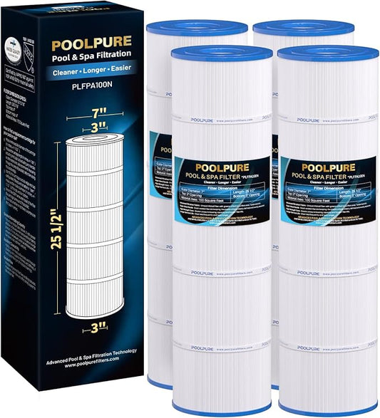 POOLPURE PLFPA100N Pool Filter Replaces PA100N, PA100N-4, Unicel C-7487, Filbur FC-1270, Hayward CX870RE, CX870-XRE, Hayward C4000, C4020, C4000S, 4PACK