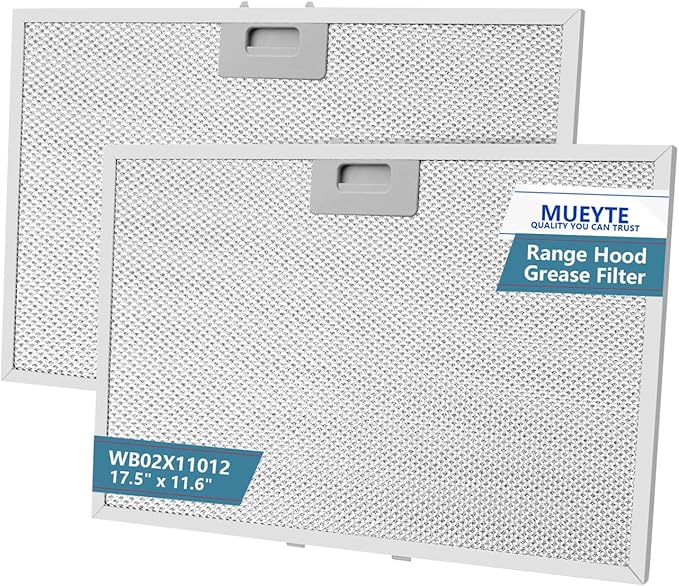 WB02X11012 Range Hood Filter 17.5" x 11.6" Replacement For GE Range Hood JV566H1SS JV665H1BB JV665H1CC JV665H1WW Kitchen Exhaust Fan Stove Hood Vent Filter 5-Layer Aluminum Mesh Grease Filter 2 Pack