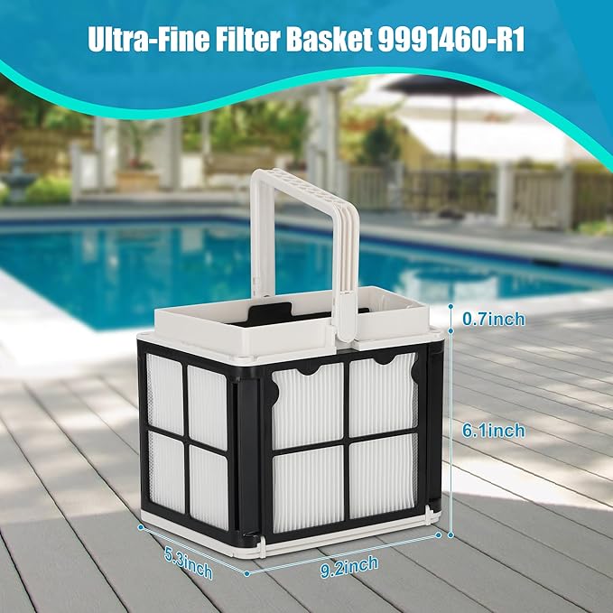 9991460-R1 Ultra-Fine Filter Basket Compatible with Dolphin Robotic Pool Cleaners S50 S100 Active 10 & 15 Echo T15 T25 Proteus DX3 Saturn Cayman Escape Nautilus CC Encore E10 Explorer E20 Solo Advanta