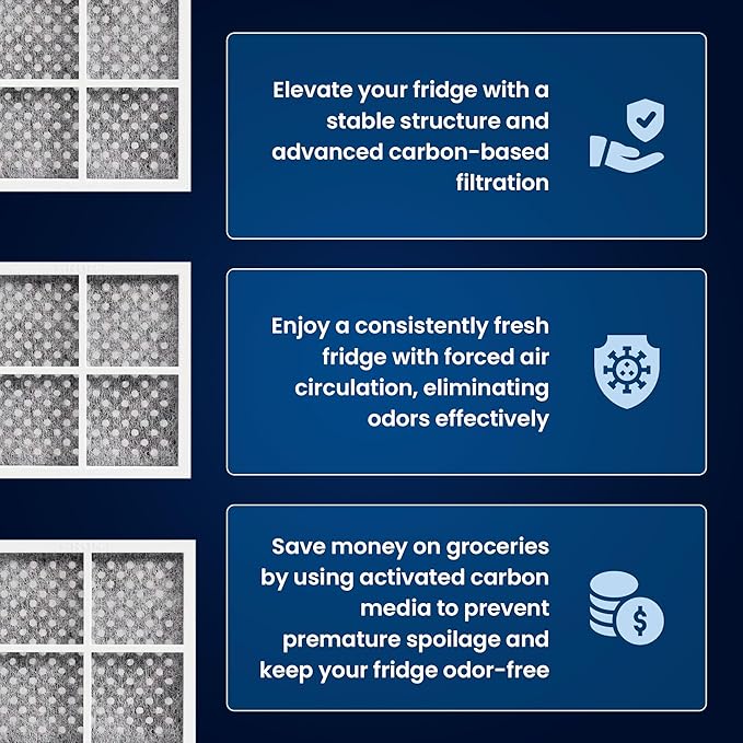 Mist Fresh Refrigerator Air Filter Replacement for L120F, LG ThinQ Fresh Air Filter, Kenmore Elite 469918, 6 Month Replacement, 4 pack