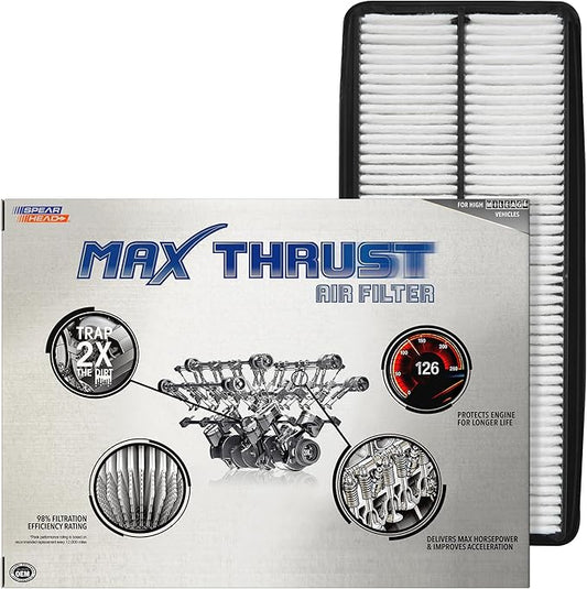 Spearhead Max Thrust Engine Air Filter Replacement | Fits 2005-08 Acura RL, 2004-06 Acura TL, 2003-07 Accord 3.0L V6 Gas/Hybrid | OEM Fit & High Dust Holding Capacity (MT-600)