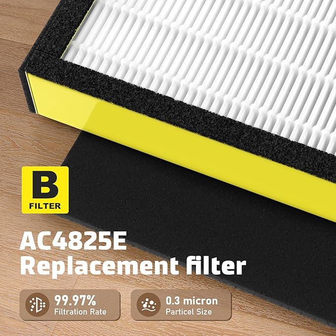 6 Packs FLT4825 Replacement Filter B & 2 Replacement Bulb Compatible with AC4825 AC4300 AC4800 AC4900 AC4850, Part No# FLT4825, LB4000