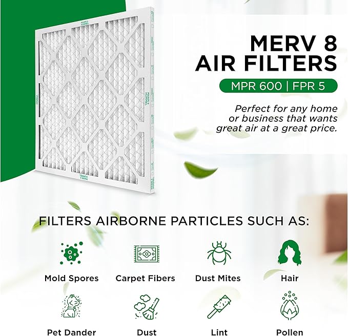 Mann+Hummel 16x16x1 MERV 8 Pleated HVAC AC Furnace Air Filters. Case of 12. (Exact Size: 15.75 x 15.75 x 0.75 Inches)