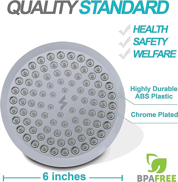 SparkPod Shower Head - High Pressure Rain - Premium Quality Luxury Design - Easy Clean Adjustable Replacement for Your Bathroom Shower Heads (Charcoal Grey, 6 Inch Round)