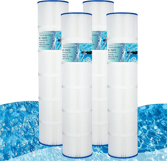 PCC130 Pool Filter Cartridges Replaces Pentair CCP520, Unicel C-7472, Filbur FC-1978, FC-6475, Clean and Clear Plus 520, 817-0143, 178585, 4 X 125 Sq. Ft. L x OD: 32 1/16"x 7", 4 Pack