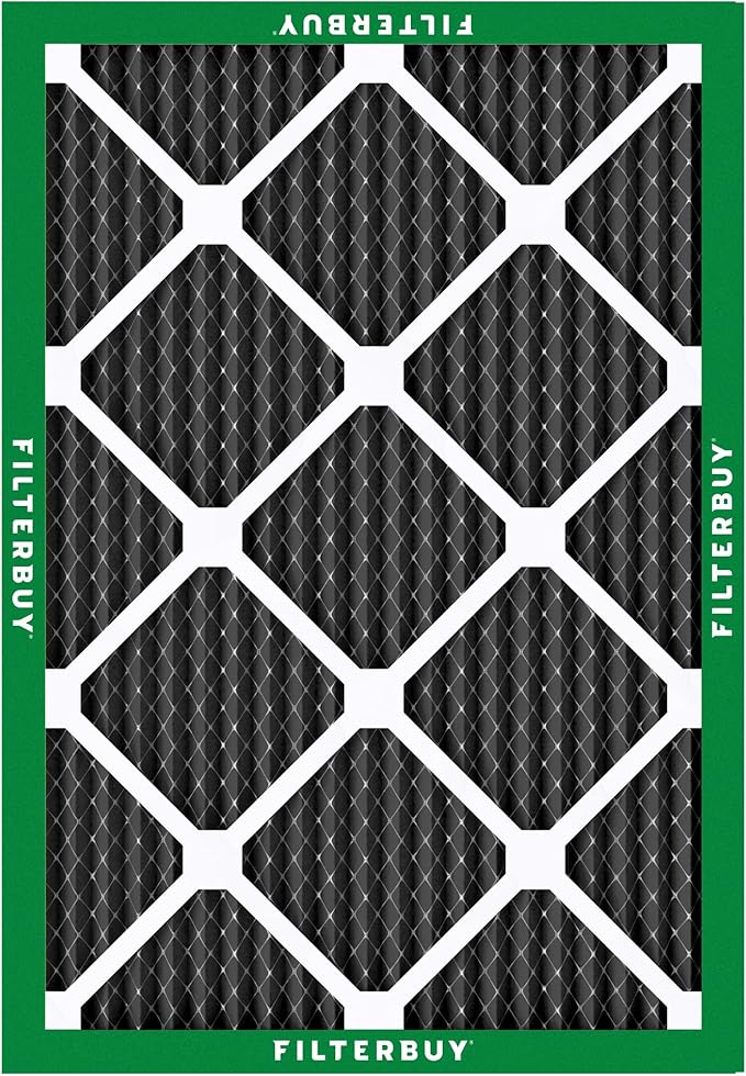 Filterbuy 18x24x1 Air Filter MERV 10 Odor & Allergy Defense with Activated Carbon (4-Pack), Electrostatic Pleated HVAC AC Furnace Filters Replacement, Made in USA (Actual Size: 17.38 x 23.38 x 0.75)