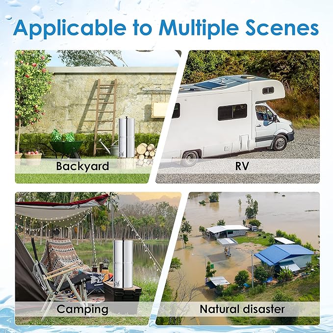 Waterdrop TK-A Gravity Water Filter System, NSF/ANSI 42&372 Standard, Reduces Lead and up to 98% of Chlorine, with 2 Black Carbon Filters and Metal Spigot for Home, Travel, 2.25G
