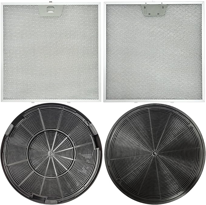 2 Pack WB02X24872 Range Vent Hood Grease Filter & 2 Pack JXCF72 WB02X24842 Charcoal Filter Compatible with GE Range Hoods JVW5301EJ1ES, JVW5301SJ1SS, JVW5301BJ1TS, JVW5301FJ1DS, JVW5301EJ2ES
