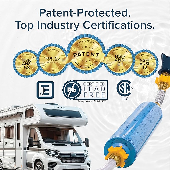 Camco Tastepure Camper/RV Water Filter - Inline Water Filter Reduces Bad Taste, Odor, Chlorine & Sediment - Ideal for RVs, Campers, Travel Trailers, Boats - Made in the USA - (40041)