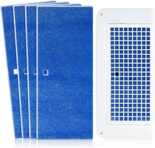 6” x 14” RV AC Filter Air Filter Unit Compatible with Coleman Mach Air Conditioner - 4 Pack Replacement RV Filter Merv 6 AC Unit with Center Square Hole for Camper Motorhome Grille Vent, Blue