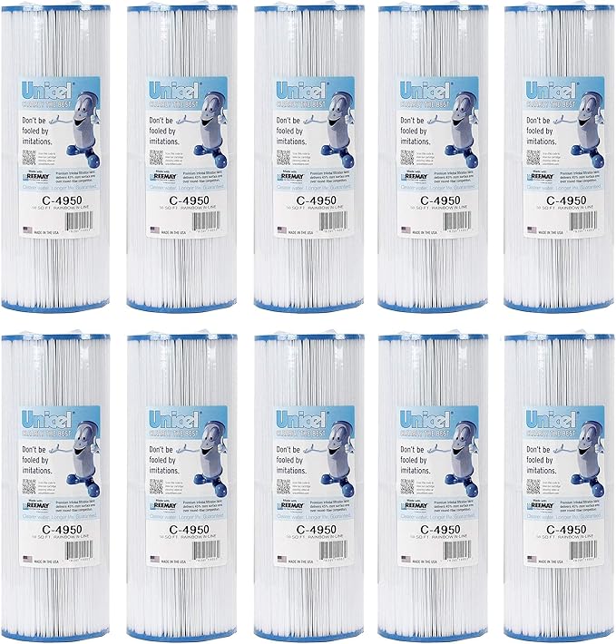 Unicel C-4950 50 Square Foot Media Replacement Pool Hot Tub Spa Filter Cartridge with 212 Pleats (10 Pack)