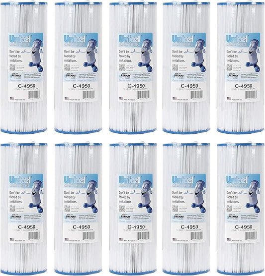 Unicel C-4950 50 Square Foot Media Replacement Pool Hot Tub Spa Filter Cartridge with 212 Pleats (10 Pack)