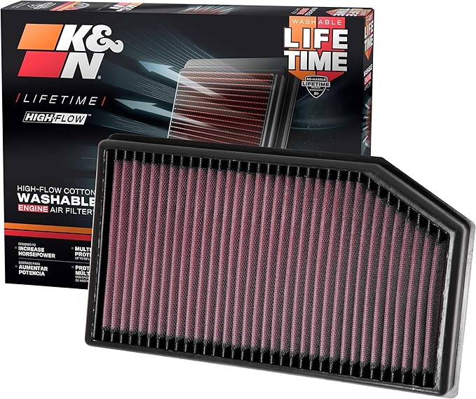 K&N High-Flow Original Lifetime Engine Air Filter: Increase Power: Premium, Washable: Compatible with 2018-2026 JEEP: Gladiator, Wrangler, Wrangler JL, 33-5076