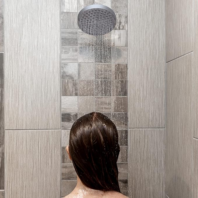SparkPod Shower Head - High Pressure Rain - Premium Quality Luxury Design - Easy Clean Adjustable Replacement for Your Bathroom Shower Heads (Charcoal Grey, 6 Inch Round)