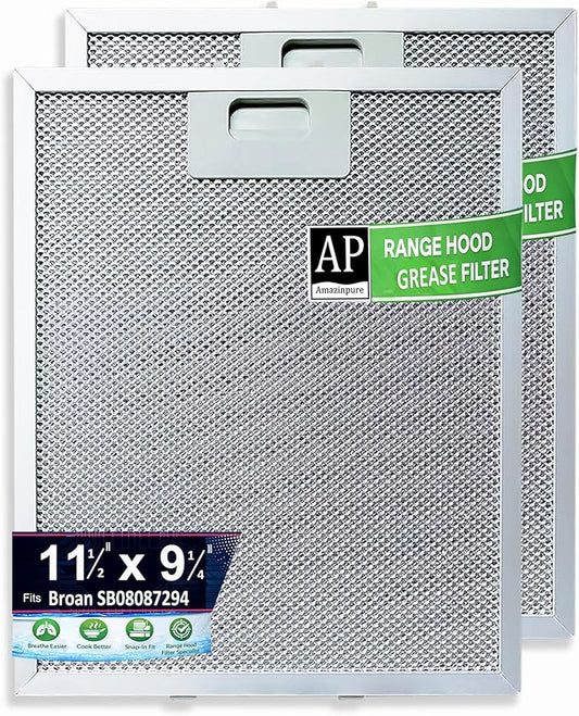 2X SB08087294 Range Hood Filter Replacement Compatible with Broan Nutone RM523004 Kenmore 233.53363 11.75” x 9.40” Kitchen Exhaust Fan Aluminum Grease Filter for Range Hood Vent