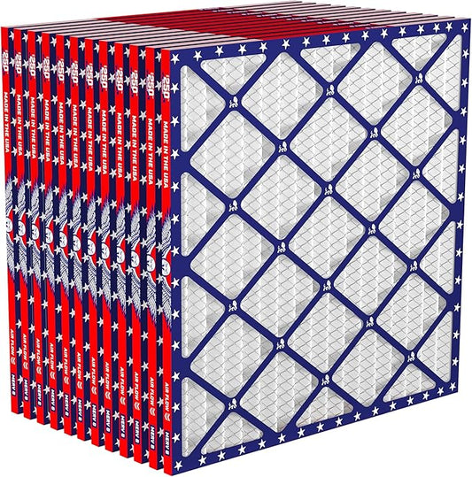 Freedom Filters 20x20x1 Air Filter (MERV 8) (12-Pack) Dust & Allergy Control AC Furnace Filters, MADE IN USA, HVAC, Pleated, Electrostatic (Actual Size: 19.5 x 19.5 x .75)