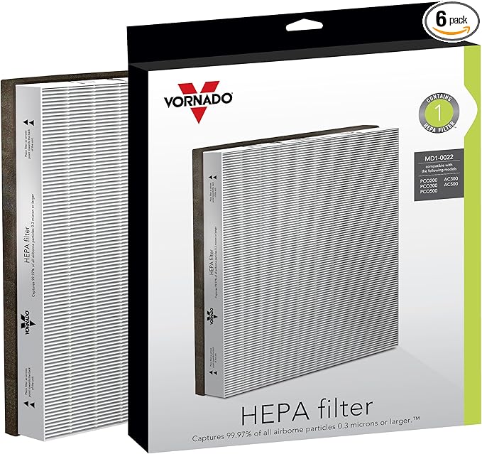 Vornado MD1-0022 Air Purifier Filter, 1 Count, White (Pack of 6)