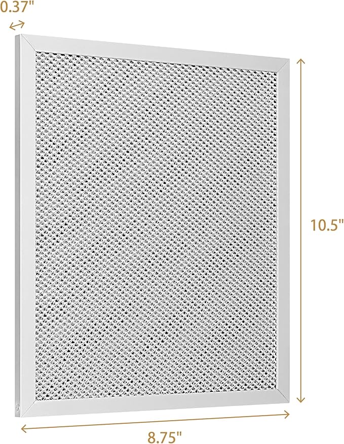 SunnyPoint Range Hood Replacement Filter - 8.75" x 10.5" x 0.37", Universal Aluminum Mesh and Charcoal Carbon Combo Filter, Compatible with Broan Nutone 6105C, 41F, 97005687, and 97007696 (Set of 1)