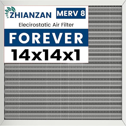 14x14x1 HVAC Furnace Air Filter, Lasts a Lifetime, Washable, the Last HVAC Filter You Will Ever Buy, Healthier Home or Office, Merv 8(Actual Size:13.5x13.5x0.82Inch)