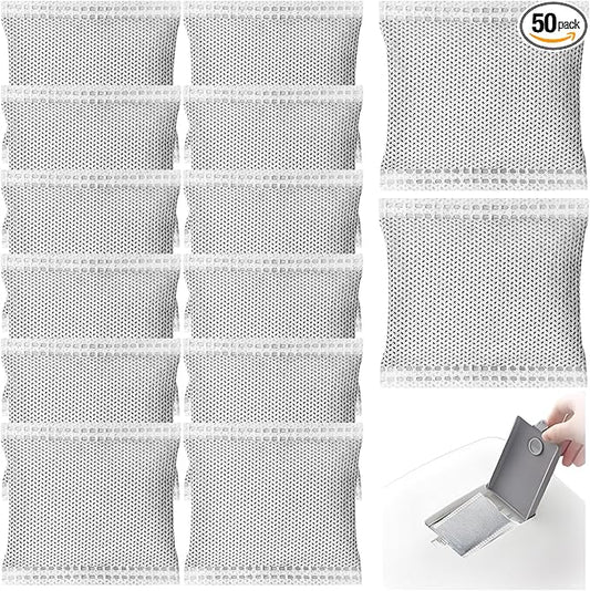50 Pcs Activated Carbon Odor Eliminator Replacement for Hooded Cat Litter Box, Odor Remover Refills, Coconut Shell Charcoal Bags for Pet Odor Control