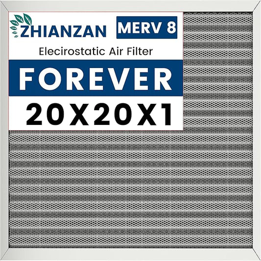 20x20x1 HVAC Furnace Air Filter, Lasts a Lifetime, Washable, the Last HVAC Filter You Will Ever Buy, Healthier Home or Office, Merv 8(Actual Size:19.5x19.5x0.82 Inch)