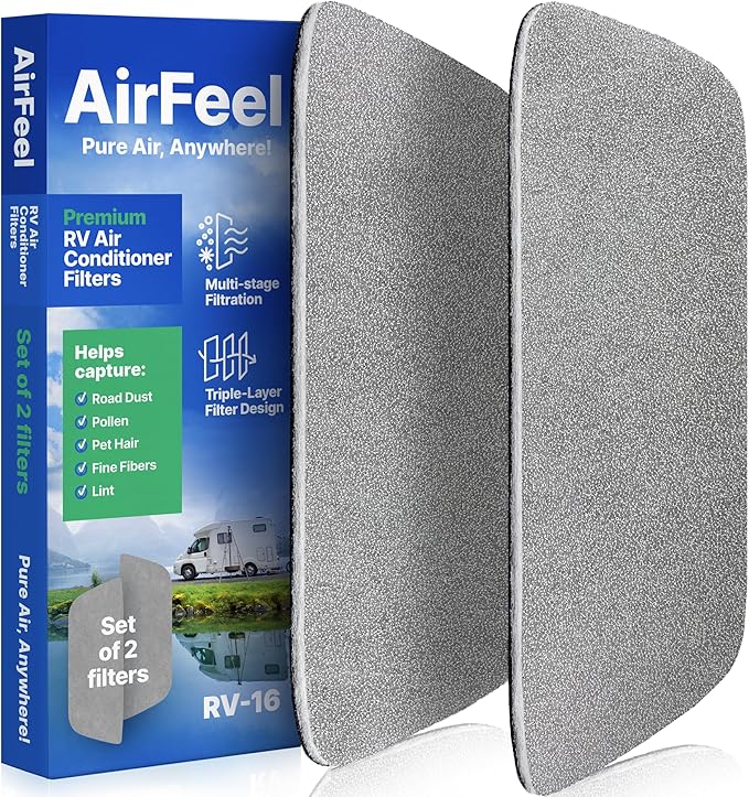 Premium RV AC Filter Replacement - 6"x16,5" inch - Triple-Stage Filters for Coleman Mach RV Air Conditioner - Compatible with Ceiling Units 8430, 8630 - for Camper, Motorhome, RV Trailer - 2 Filters