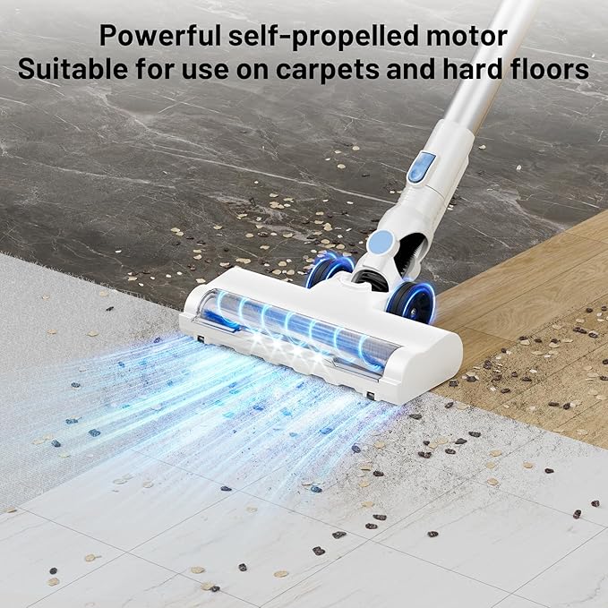 VIPSUN Cordless Vacuum Cleaner with Self-Standing, LED Screen Stick Vacuum Cleaners for Home, Lightweight Powerful Suction Vacuum, 6-in-1 Rechargeable Vacuum for Carpets, Pet Hair, Hardwood Floors