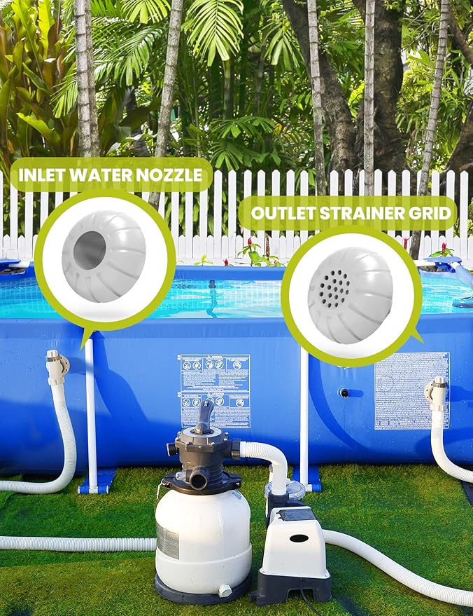 SUMMERBUDDY Above Ground Pool Parts, Replacement Pool Pump Part for Intex/Bestway/Coleman with Plunger Valve, 1.5" Outlet Strainer & Inlet Nozzle, Pool Hose Adapter for Intex Sand Pump (Grey)