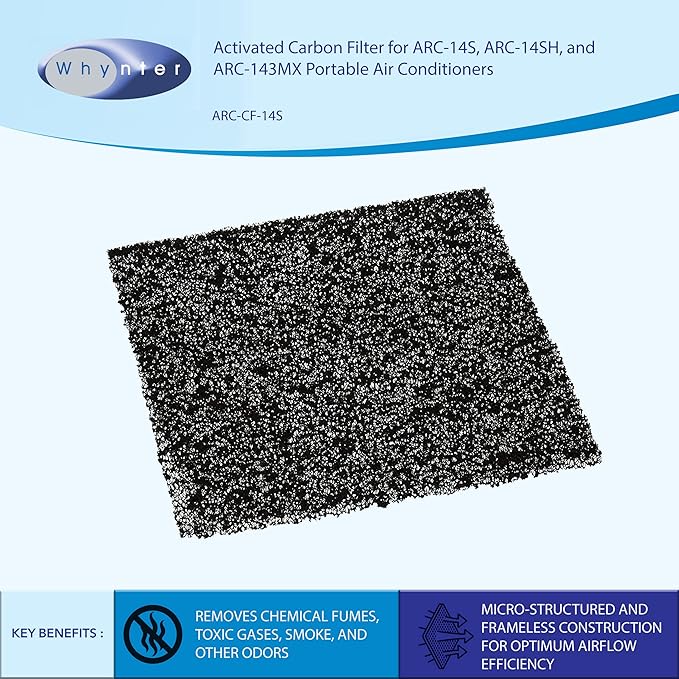 Whynter ARC-CF-14S ARC-14S Activated Carbon Filter Replacement for Portable Air Conditioner, 1 Count (Pack of 1)