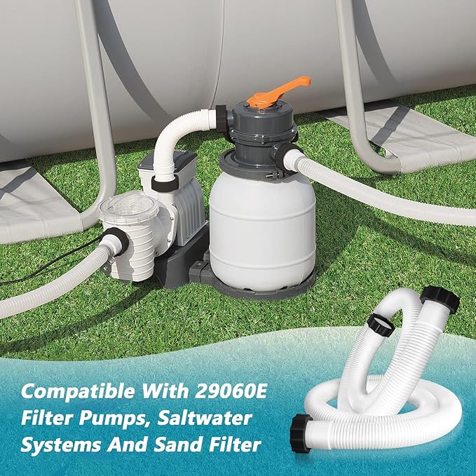 2 Pcs Pool Hoses for Above Ground Pools 1 1/2 Inch Diameter 59" Long Pool Pump Hose Replacement Filter Pump Hose Accessories