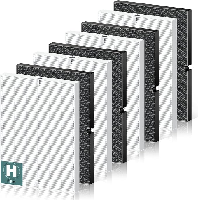 116130 Replacement Filter H for Winix 5500-2 AM80 Plasmawave Air Purifier, High Efficiency Filter and Activated Carbon Filter Combo Pack, 4 Set