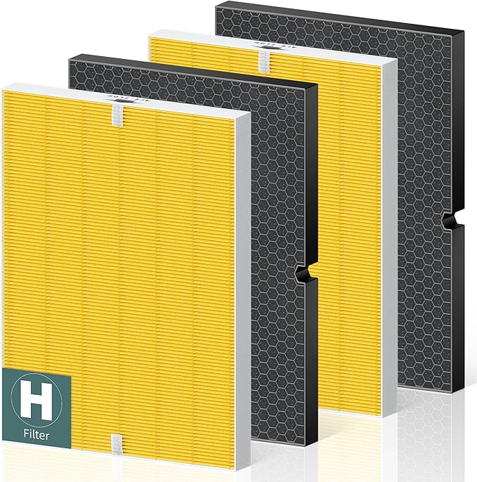 116130 Pet Care Replacement Filter H for Winix 5500-2 AM80 Plasmawave Air Purifier, High Efficiency Filter and Activated Carbon Filter Combo Pack, 2 Set, Yellow