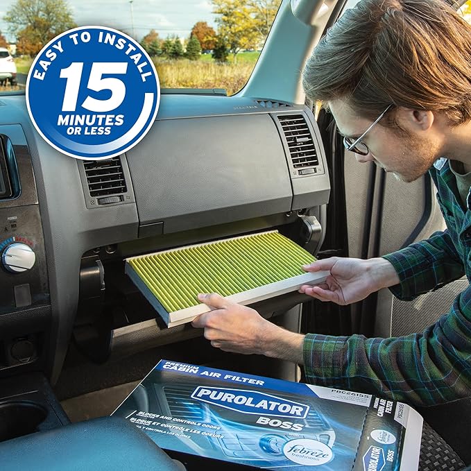 Purolator PBC36080 PurolatorBOSS Automotive Cabin Air Filter with Febreze & Activated Carbon, Car & Truck Passenger Compartment OEM Filter Replacement for Honda CRV, Civic, HR-V, and more (Pack of 3)