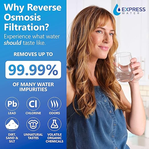 Express Water ROC001 UV Countertop Water Filter System – Hot, Room, Ambient Reverse Osmosis Water Filter System – 5 Stage RO Water Filter System with UV Water Purifier – No Installation Required