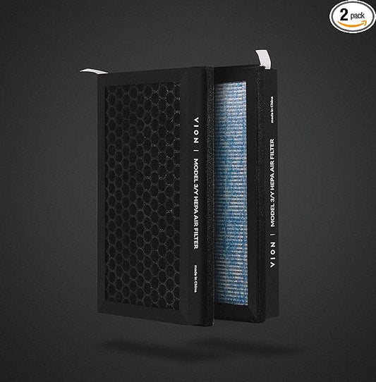 VION Model 3/Y HEPA Activated Carbon Air Filters - 2 packs with the Model 3 and Model Y removal tools