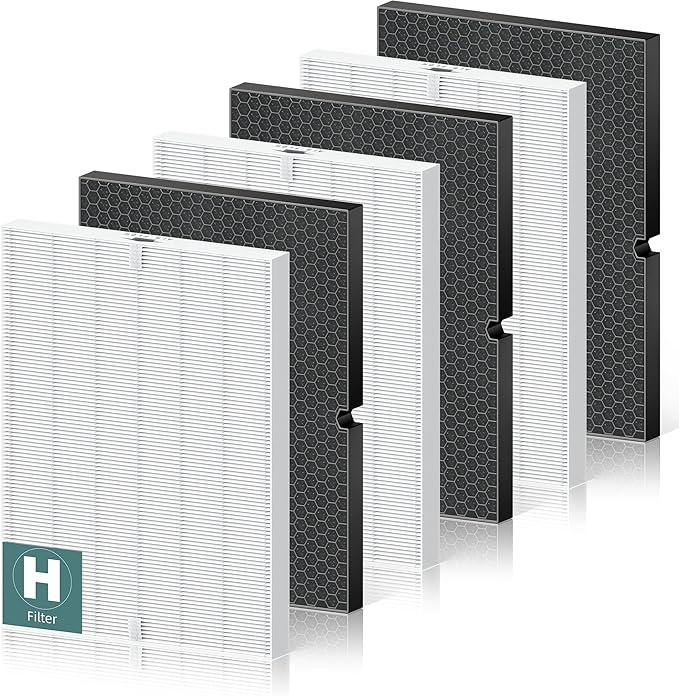 116130 Replacement Filter H for Winix 5500-2 AM80 Plasmawave Air Purifier, High Efficiency and Activated Carbon Filter Combo Pack, 3 Set, For Home Office Livingroom Bedroom, 16.25"L x 12.5"W x 1.5"Th