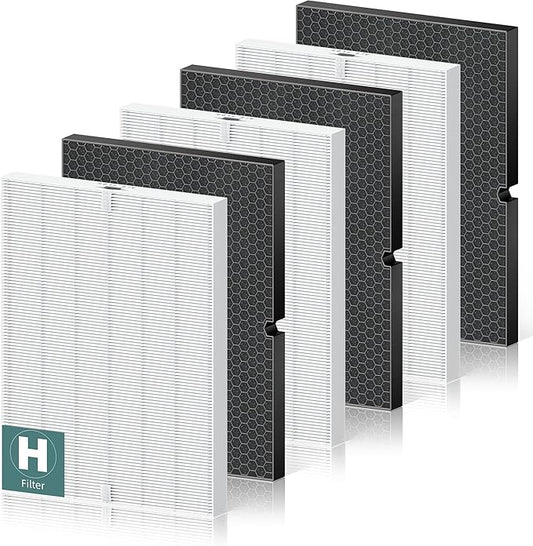 116130 Replacement Filter H for Winix 5500-2 AM80 Plasmawave Air Purifier, High Efficiency and Activated Carbon Filter Combo Pack, 3 Set, For Home Office Livingroom Bedroom, 16.25"L x 12.5"W x 1.5"Th