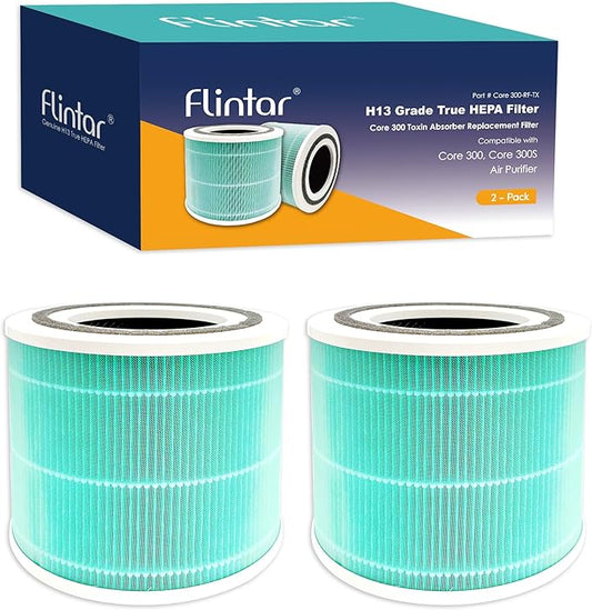 Core 300 Toxin Absorber Replacement Filters, Made in TAIWAN, Compatible with LEVOIT Core 300, Core 300S VortexAir Air Purifier, H13 Grade True HEPA Filter, Core 300-RF-TX, 2-Pack