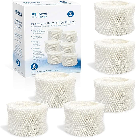 Fette Filter -Premium Humidifier Filters Compatible with Honeywell Humidifier Filter HAC-504, HAC-504AW & Honeywell Filter A & Cool Mist Humidifiers- Pack of 6