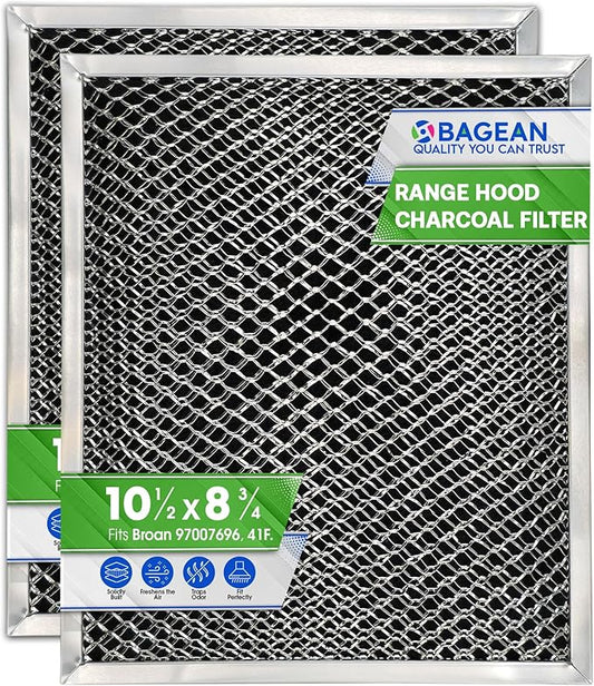 Stove Hood Vent Filter 10.5" x 8.8" 41F 97007696 Fit's Nutone & Broan Range Hood Filter Replacement for Ductless Exhaust Fan - Mesh Screen Filters Grease & Carbon Freshens Kitchen Oven Air (2-Pack)