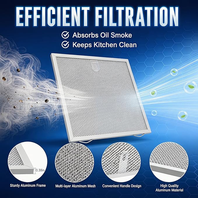 2 Pack Range Hood Grease Filter Fit for Broan Nutone, 12.84 x 13.69 x 0.38 Inch Range Hood Aluminum Mesh Vent Filter Replace S99010436 99010436 BKSA130WW