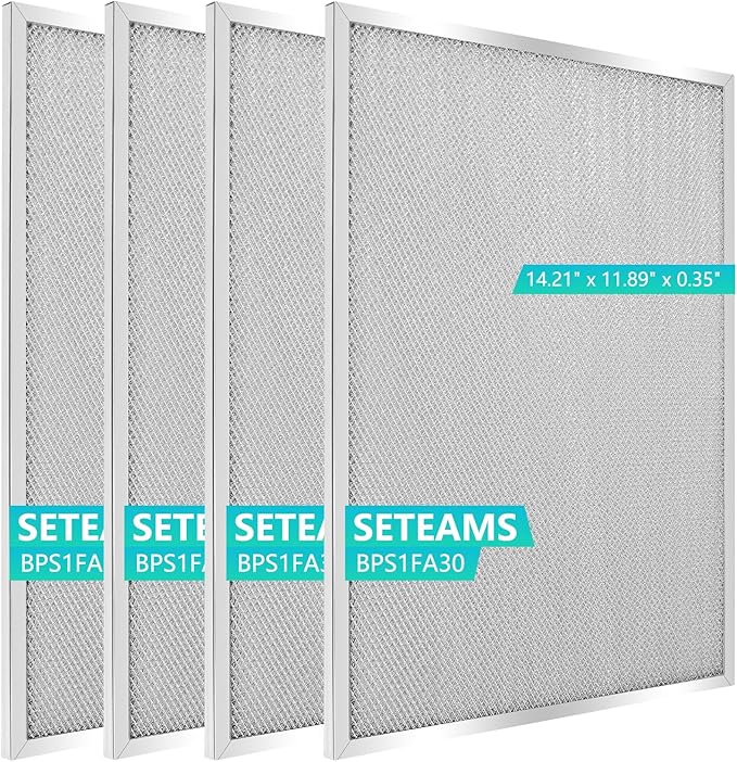 4-Pack BPS1FA30 Range Hood Filter 11-3/4" x 14-1/4" Aluminum Frame, Compatible with Broan NuTone Allure QS1 QS2 WS1 30" Hood, Replaces 99010299 BPS2FA30 S99010305 AP3378953 by seteams
