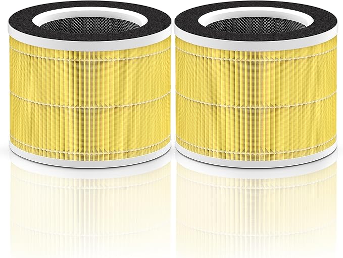 RP-AP088-F1 Compatible with RENPHO Air Purifier Replacement Filter RP-AP088W RP-AP088 RP-AP088B, 5-Stage H13 True HEPA Filters w/Activated Carbon Filtration for Pet Allergy, Yellow 2-Pack