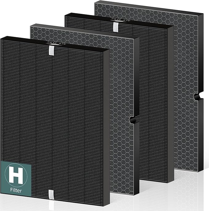 116130 Smoke Remover Replacement Filter H for Winix 5500-2 AM80 Plasmawave Air Purifier, High Efficiency Filter and Activated Carbon Filter Combo Pack, 2 Set, Black, For Home Office Livingroom Bedroom