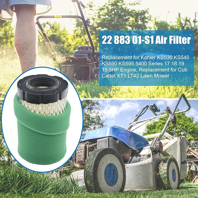 22 883 01-S1 XT1 Air Filter Oil Change Kit Replacement for Cub Cadet LT42 Lawn Mower, Replacement for Kohler 5400 Series Maintenance Kit 17 18 19 19.5HP Engine, Kh-22 083 01-S 2208301s