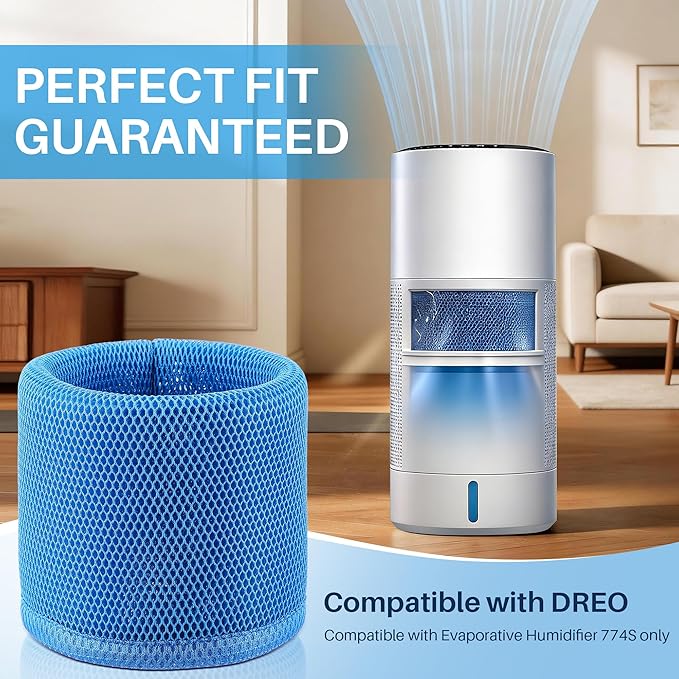 774S Humidifier Wick Filter Compatible with DREO Evaporative Humidifier for Bedroom, Cleanable Filters for Hard Water, 3D Multi-Layer Mesh Design, Improve Humidification Efficiency(2 Pack)
