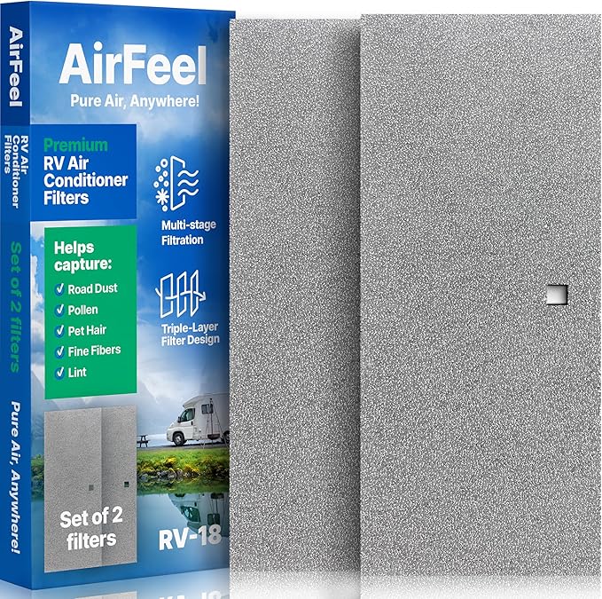 Premium RV AC Filter Replacement - Triple-Stage Air Filters for Coleman Mach RV Air Conditioner - 6"x14" AC Filters for Camper, Motorhome, Travel Trailer, RV Fifth Wheel Must Haves Parts - 2 Filters
