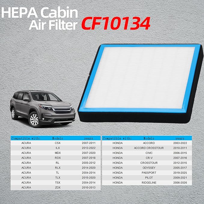 CF10134 Cabin Air Filter HEPA Air Conditioner with Activated Carbon Replacement Cabin Air Filter Accessories Compatible with ACURA CSX 2007-2011，HONDA ACCORD 2003-2022，HONDA CIVIC 2006-2015